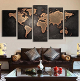 Black Background  World map panel painting