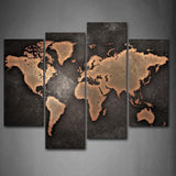 Black Background  World map panel painting